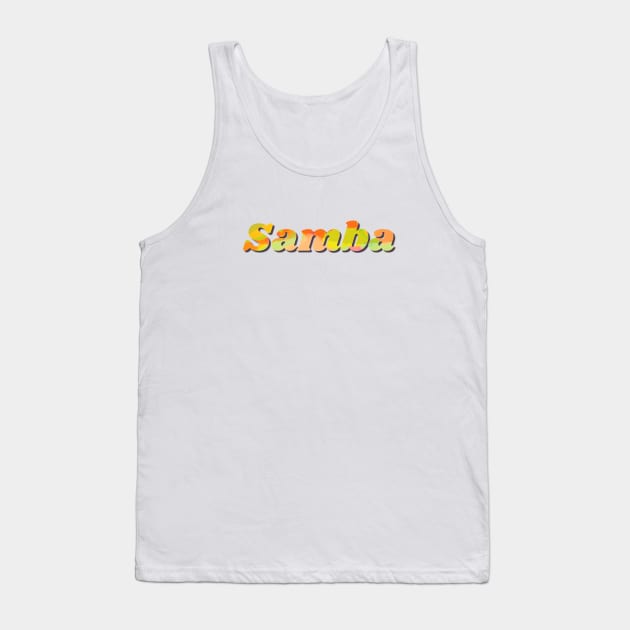 Samba lettering in orange yellow on green background Tank Top by Bailamor